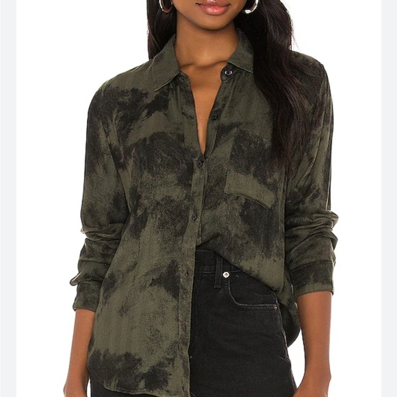 Rails Tops - Rails Hunter Olive Tie Dye Button-Down Shirt Women’s Small